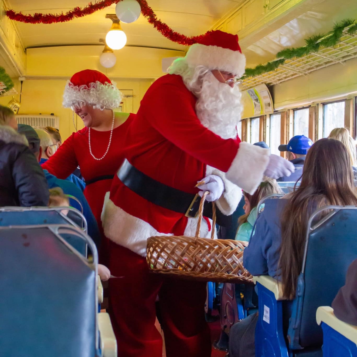 Santa and Mrs. Claus on the train ride