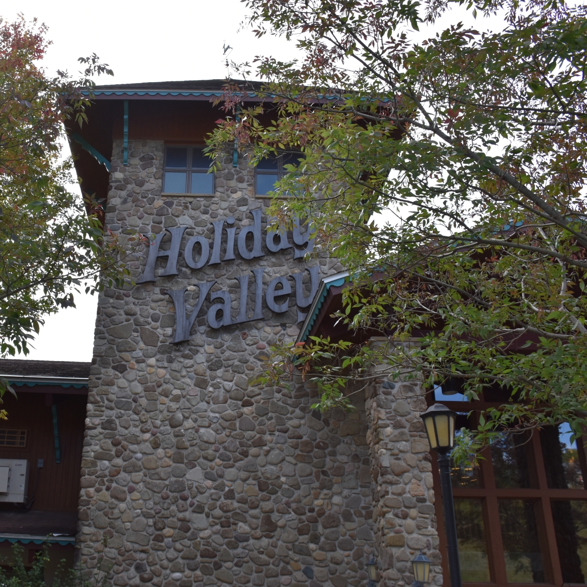 Holiday Valley sign on building