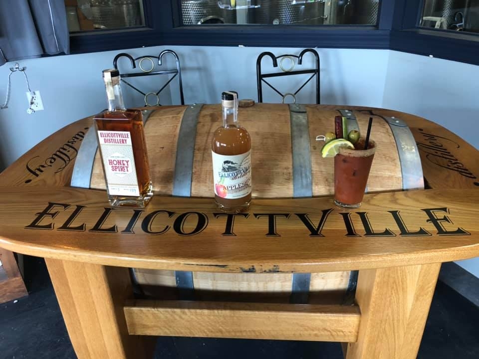 Bottles and drink at Ellicottville Distillery