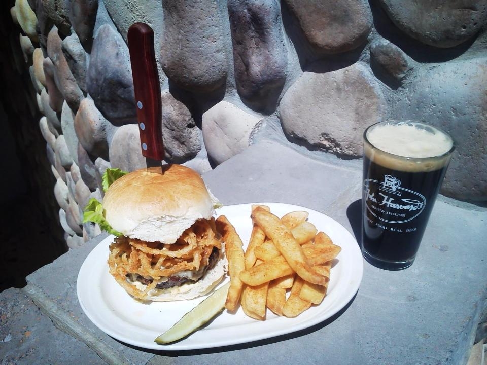 Burger and fries from John Harvard's