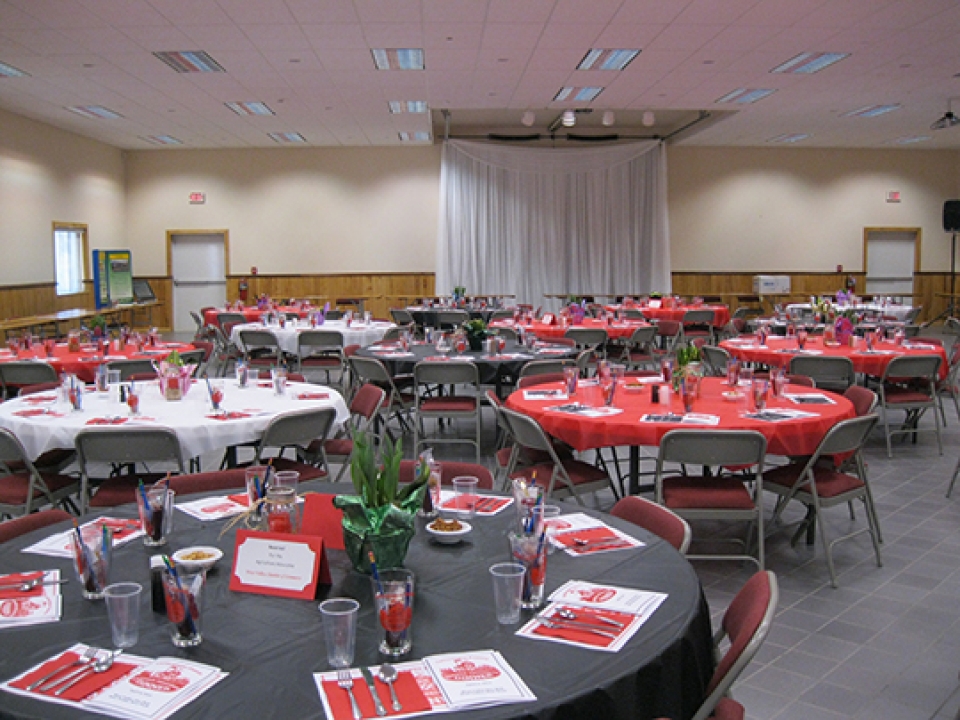 Set up for a reception at the West Valley Fire Hall