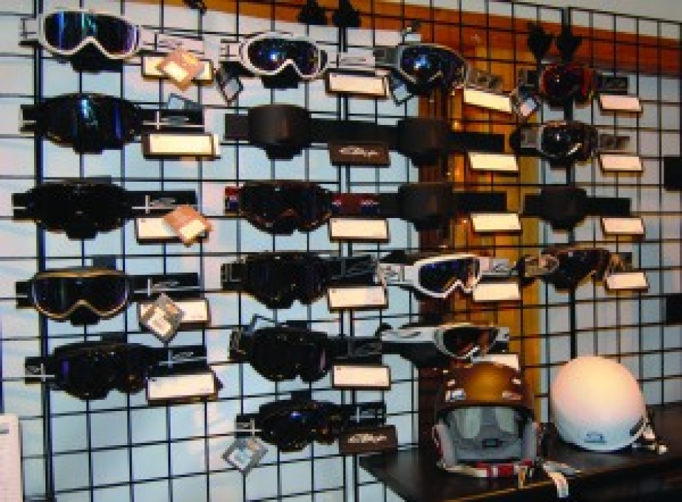 Goggles for sale at the Slopeside Ski Shop