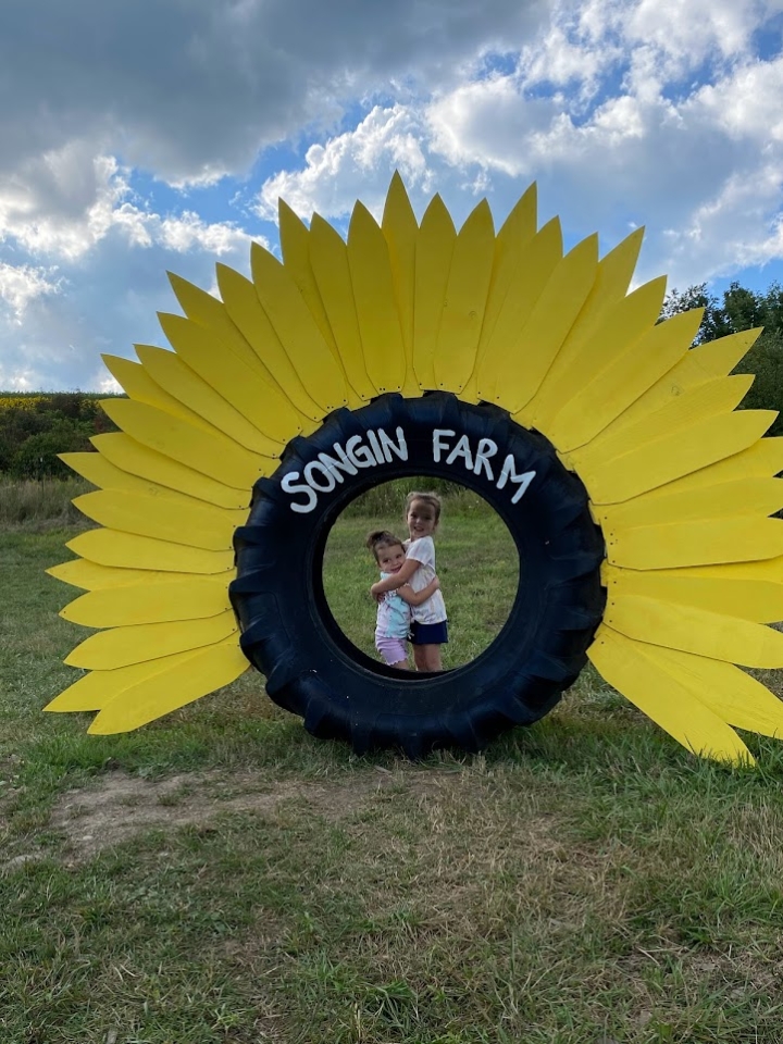 Girls posing at The Songin Farm