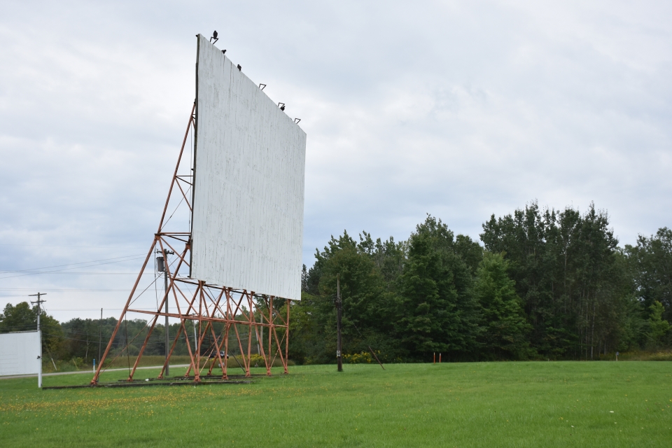 Movie screen at Delevan Drive In