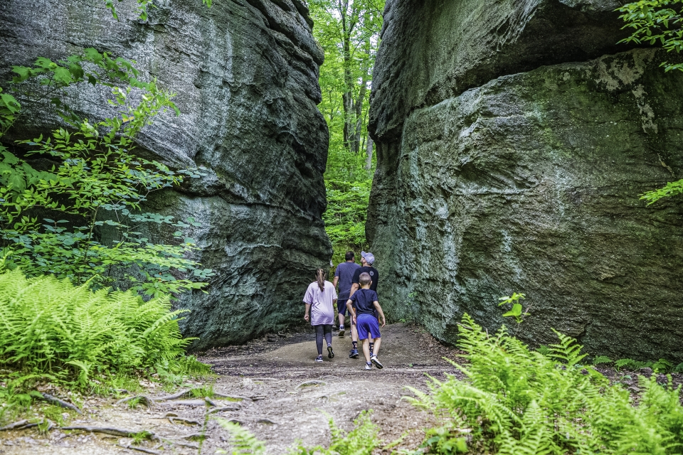 Family exploring Rock City Park