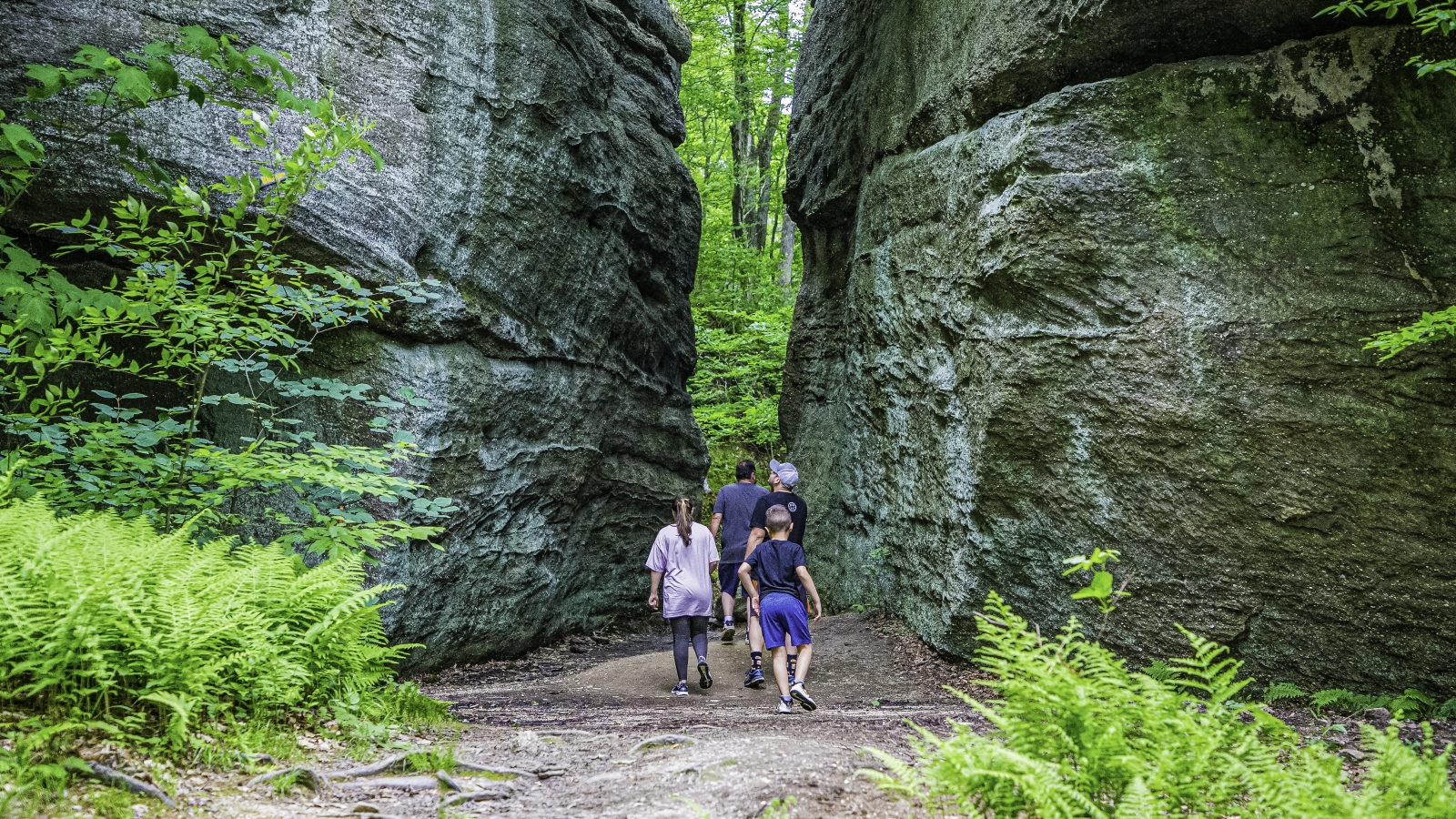 Family exploring Rock City Park