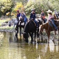 Family going horseback riding with guides from The CrossPatch