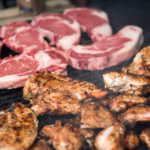 Steaks grilling