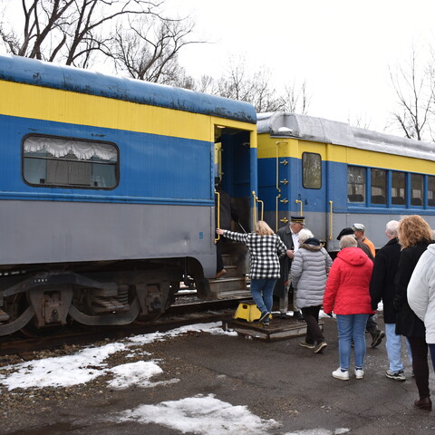 Passengers boarding the train