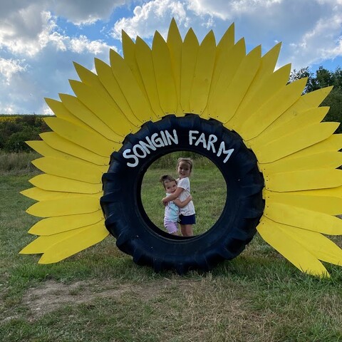 Girls posing at The Songin Farm