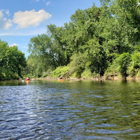 A photo of some kayakers on the Tunungwant Creek during the 2021 Tame the Tuna Regatta