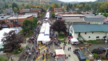 Aerial view looking West from the East side of Ellicottville during Ellicottville's Fall Festival (2018)